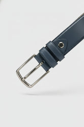 Navy Leather Dress Belt